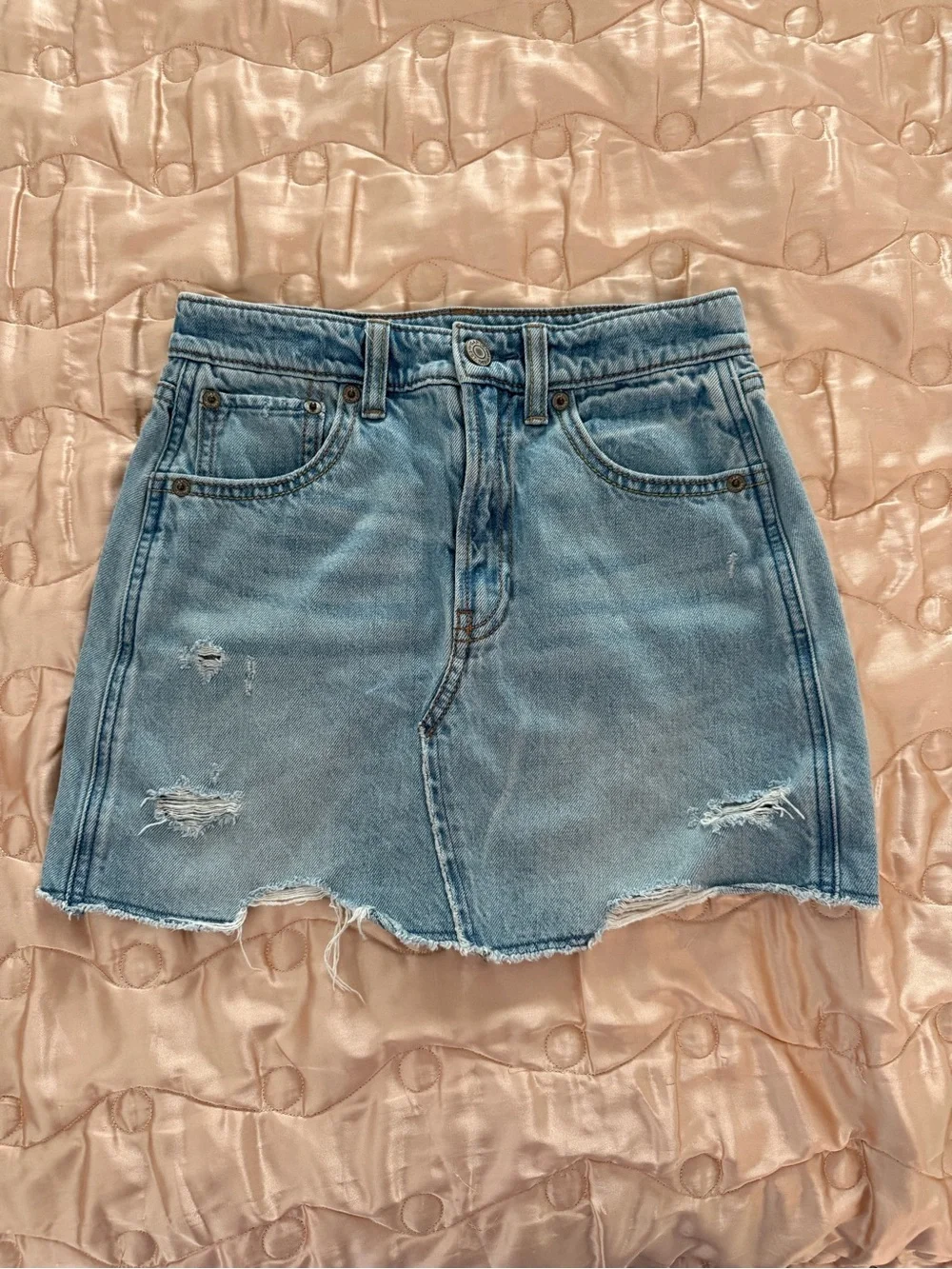 GAP Light Blue Distressed Denim Mini Skirt Kids Size 10